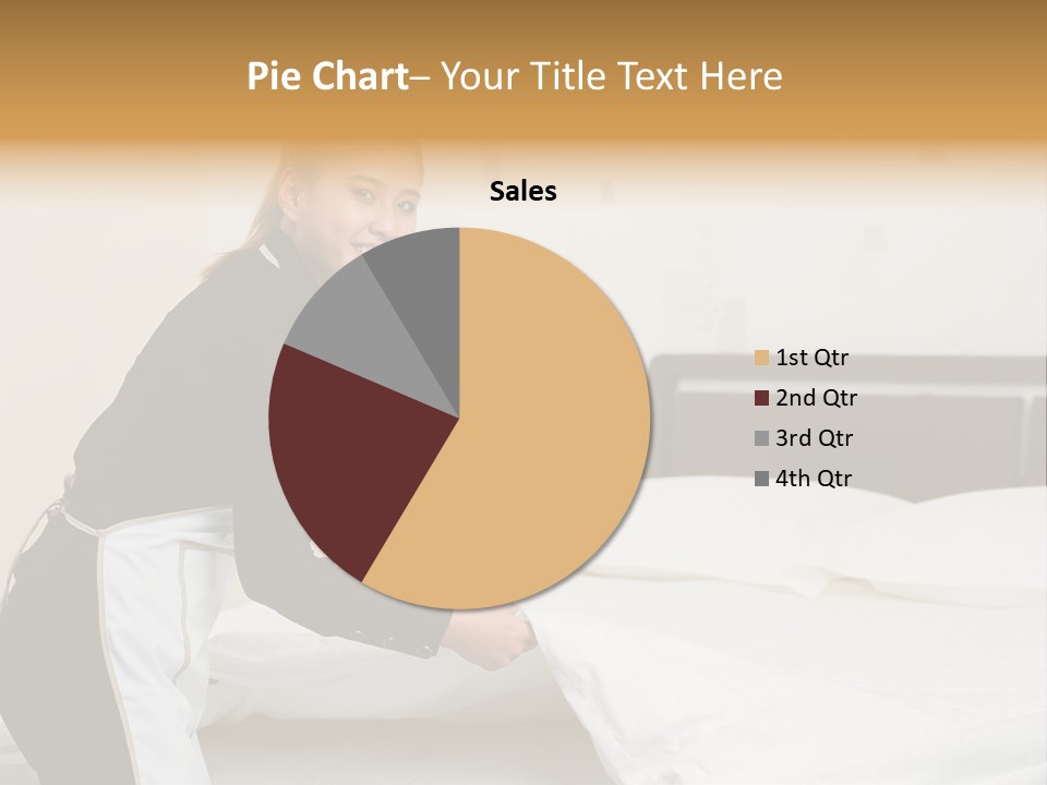 A Woman Is Sitting On A Bed And Smiling PowerPoint Template