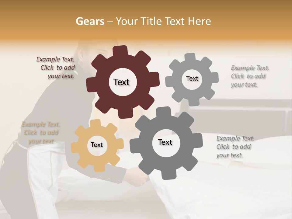 A Woman Is Sitting On A Bed And Smiling PowerPoint Template