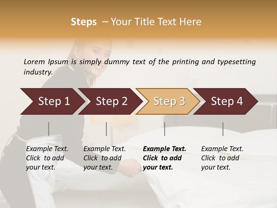 A Woman Is Sitting On A Bed And Smiling PowerPoint Template