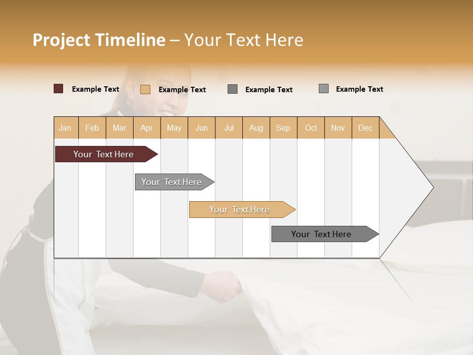 A Woman Is Sitting On A Bed And Smiling PowerPoint Template
