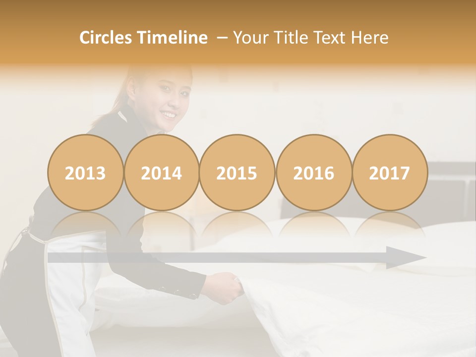 A Woman Is Sitting On A Bed And Smiling PowerPoint Template