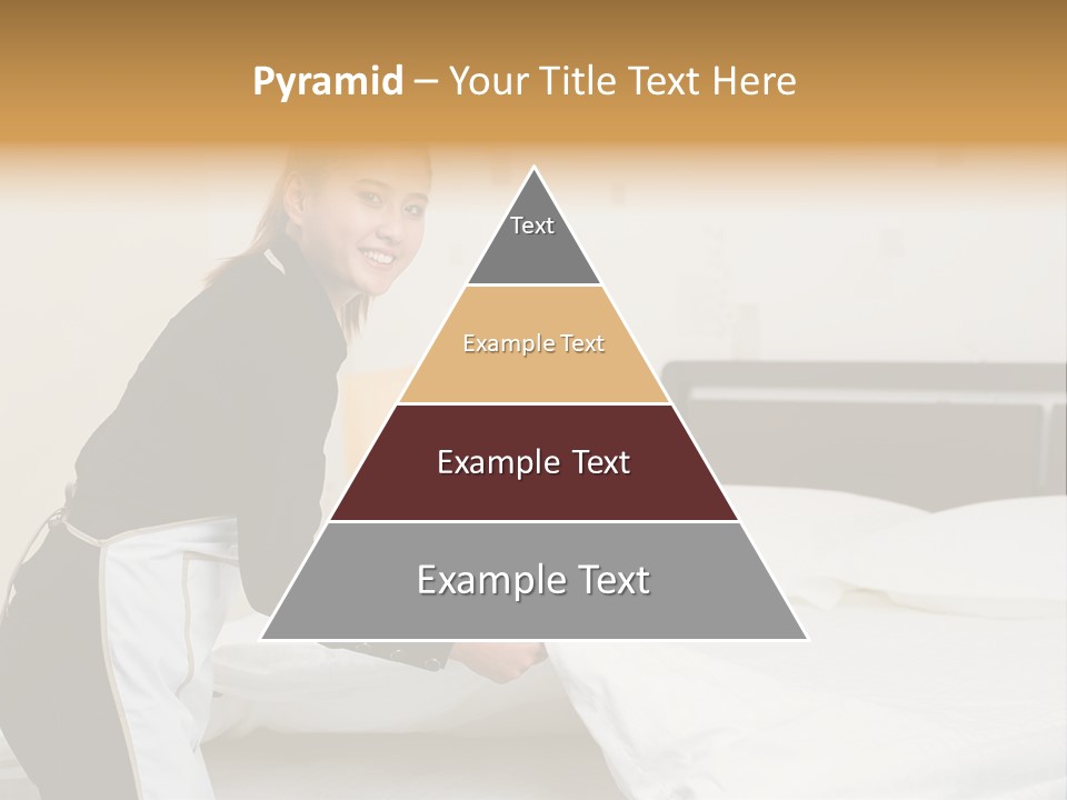 A Woman Is Sitting On A Bed And Smiling PowerPoint Template