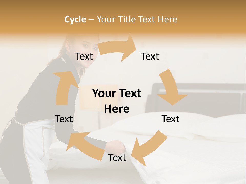 A Woman Is Sitting On A Bed And Smiling PowerPoint Template