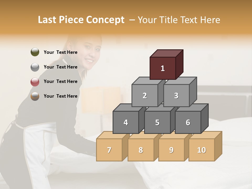 A Woman Is Sitting On A Bed And Smiling PowerPoint Template