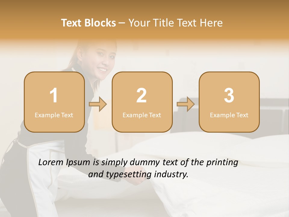 A Woman Is Sitting On A Bed And Smiling PowerPoint Template