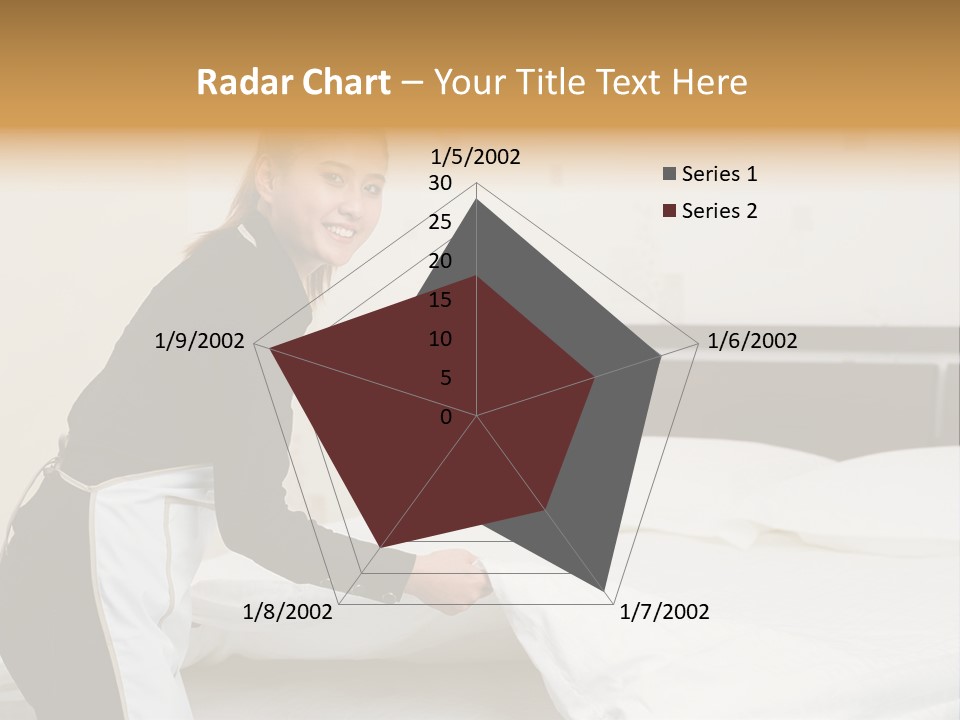 A Woman Is Sitting On A Bed And Smiling PowerPoint Template