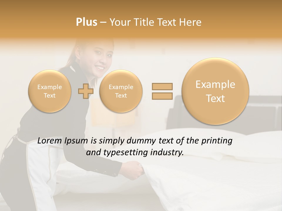 A Woman Is Sitting On A Bed And Smiling PowerPoint Template