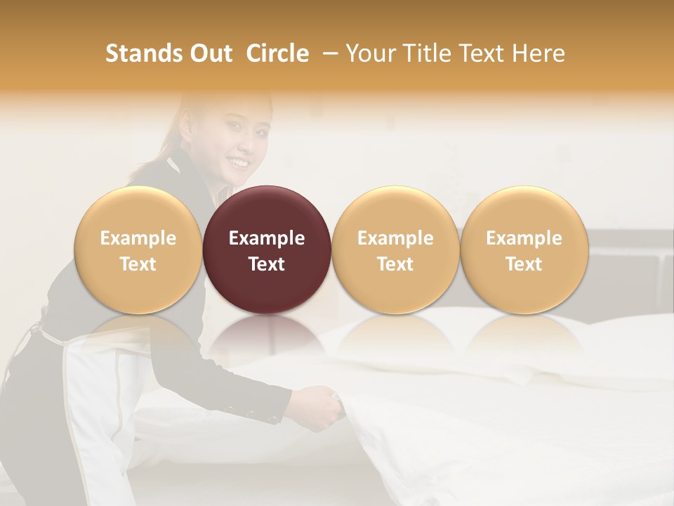 A Woman Is Sitting On A Bed And Smiling PowerPoint Template