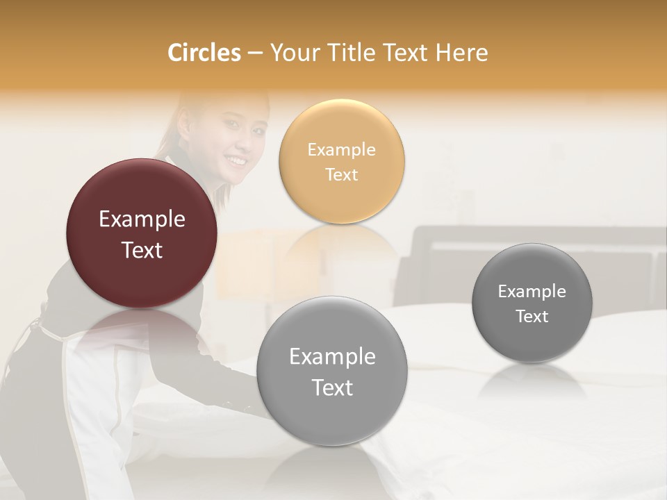 A Woman Is Sitting On A Bed And Smiling PowerPoint Template