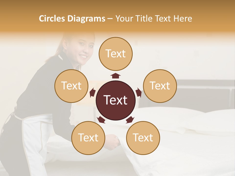 A Woman Is Sitting On A Bed And Smiling PowerPoint Template
