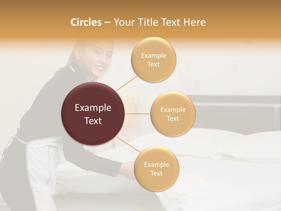 A Woman Is Sitting On A Bed And Smiling PowerPoint Template