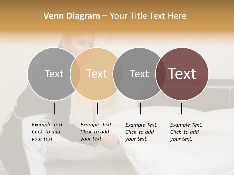 A Woman Is Sitting On A Bed And Smiling PowerPoint Template