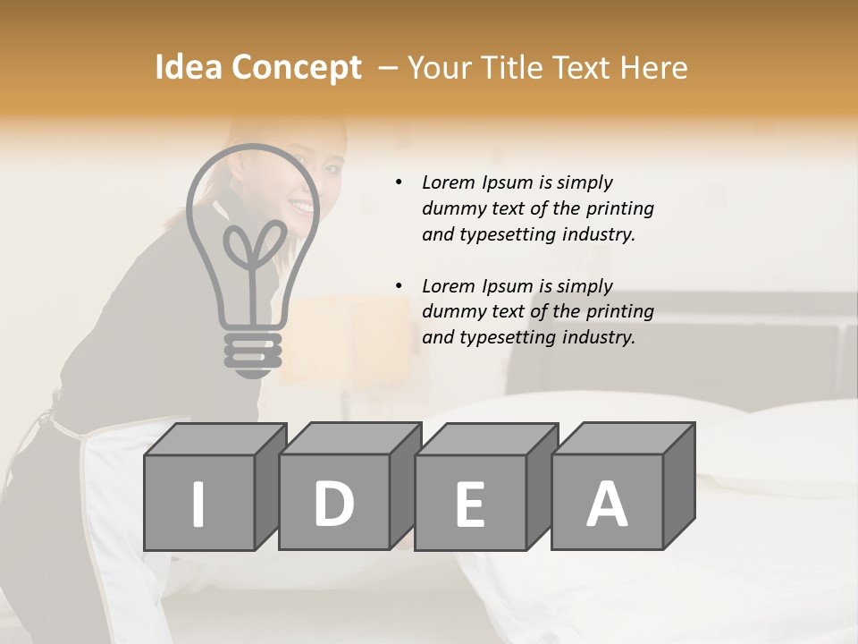 A Woman Is Sitting On A Bed And Smiling PowerPoint Template