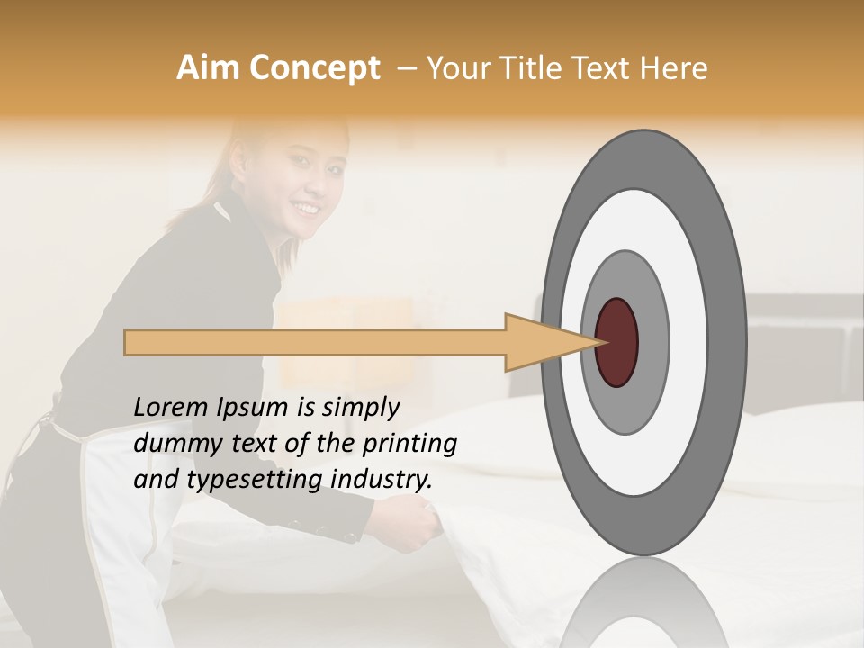A Woman Is Sitting On A Bed And Smiling PowerPoint Template