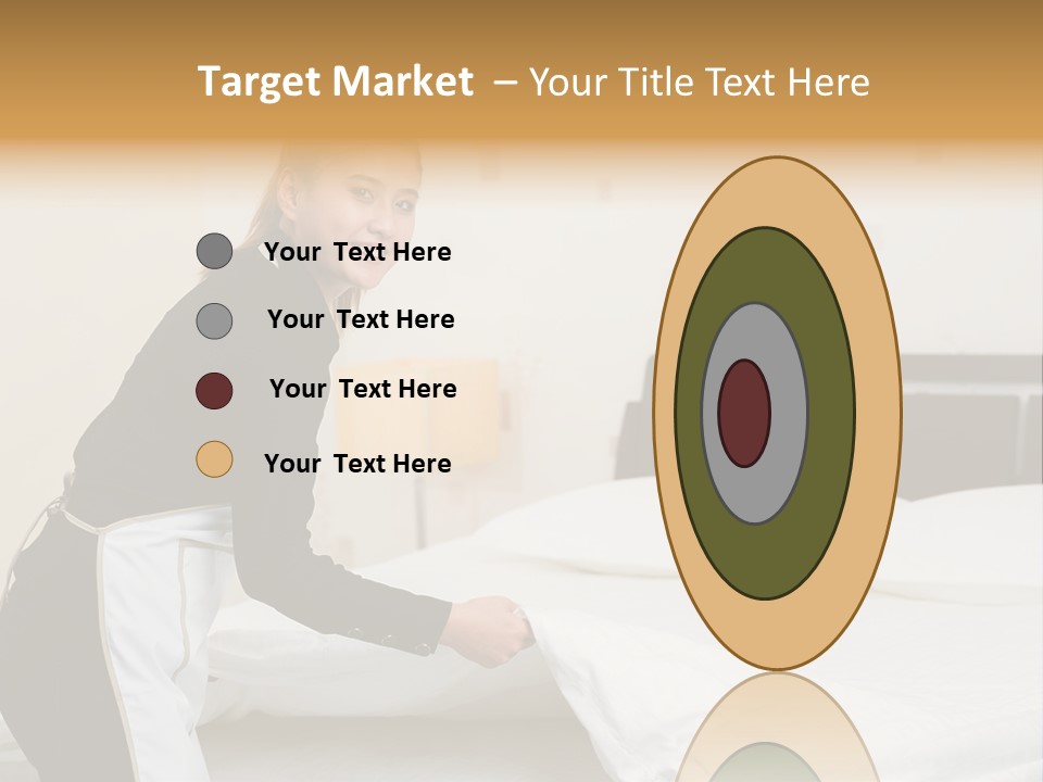 A Woman Is Sitting On A Bed And Smiling PowerPoint Template