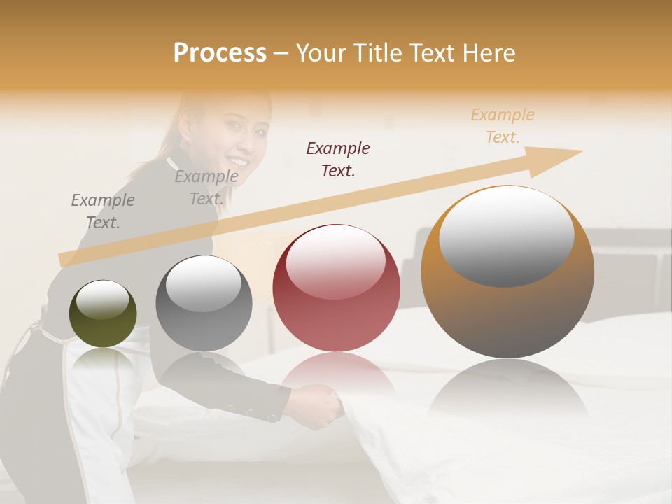 A Woman Is Sitting On A Bed And Smiling PowerPoint Template