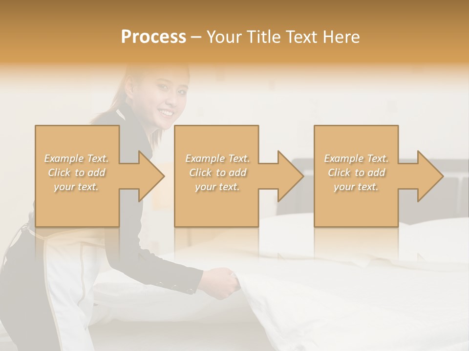 A Woman Is Sitting On A Bed And Smiling PowerPoint Template
