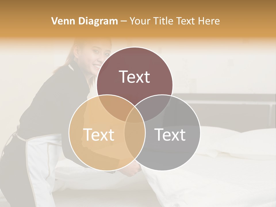A Woman Is Sitting On A Bed And Smiling PowerPoint Template