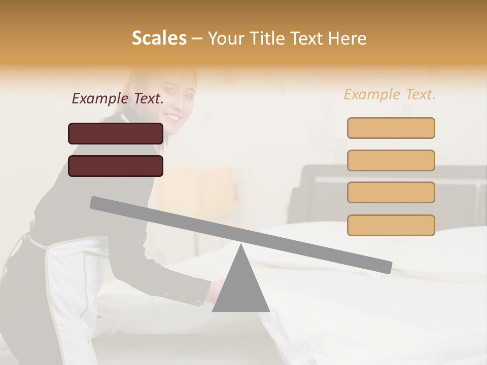 A Woman Is Sitting On A Bed And Smiling PowerPoint Template