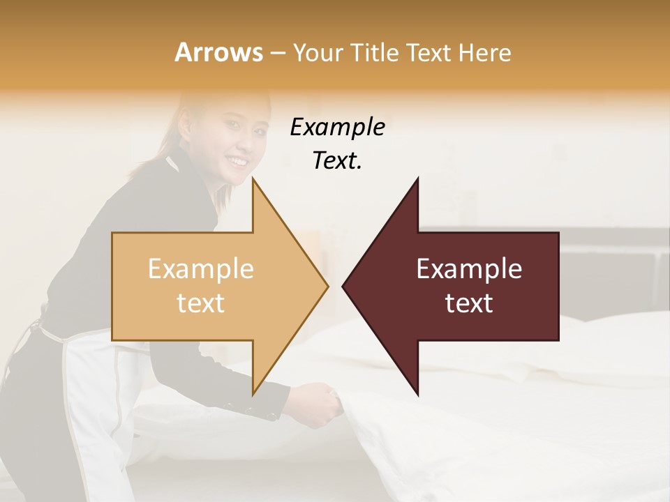 A Woman Is Sitting On A Bed And Smiling PowerPoint Template