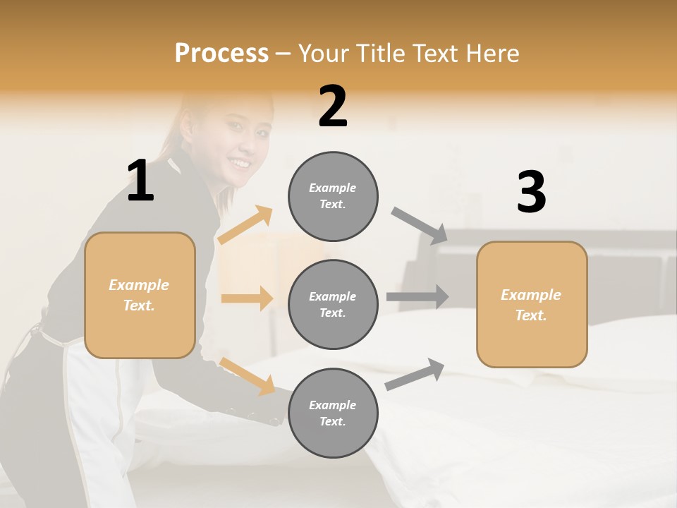 A Woman Is Sitting On A Bed And Smiling PowerPoint Template