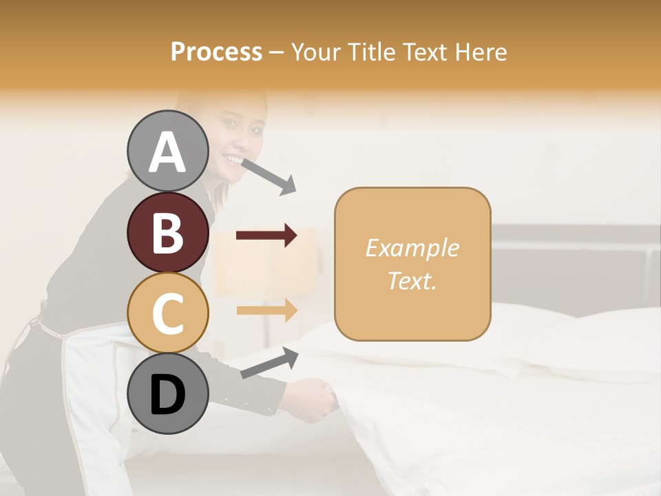 A Woman Is Sitting On A Bed And Smiling PowerPoint Template