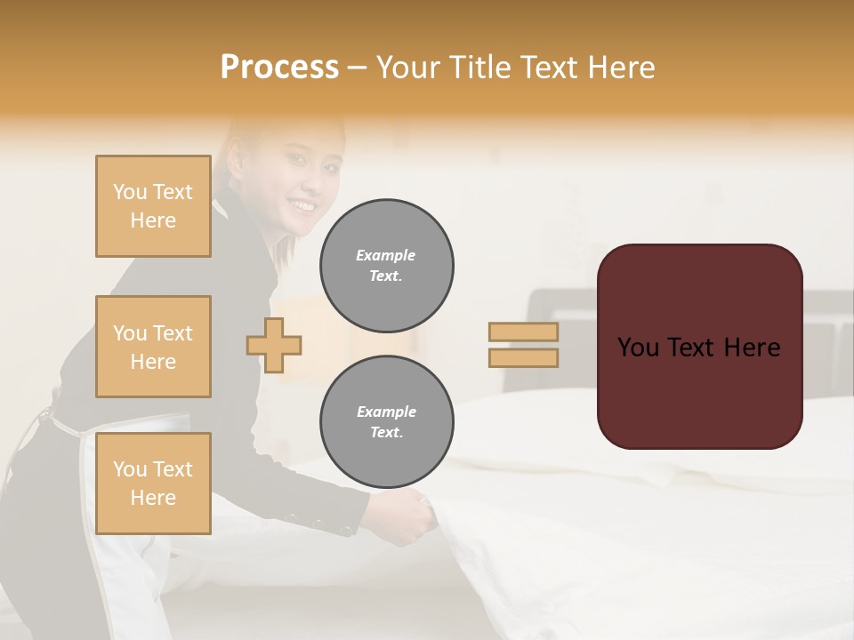 A Woman Is Sitting On A Bed And Smiling PowerPoint Template