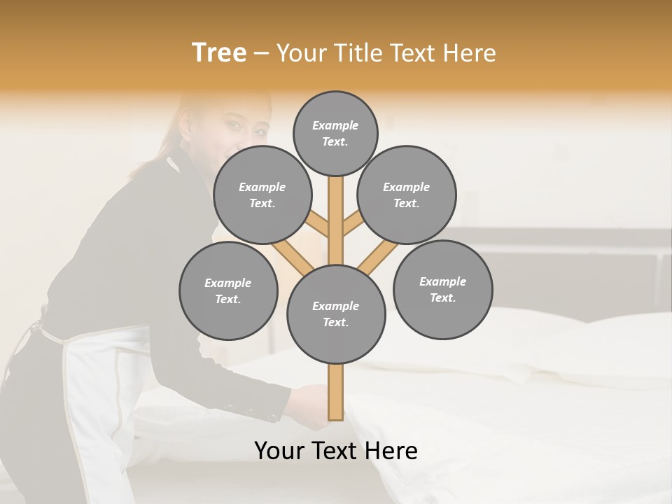 A Woman Is Sitting On A Bed And Smiling PowerPoint Template