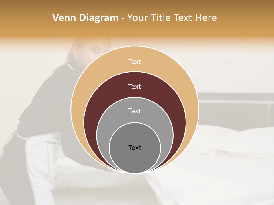 A Woman Is Sitting On A Bed And Smiling PowerPoint Template