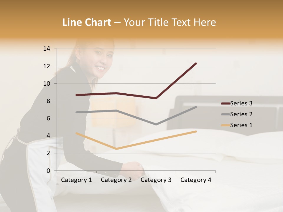 A Woman Is Sitting On A Bed And Smiling PowerPoint Template