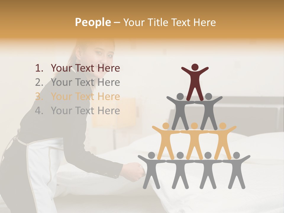 A Woman Is Sitting On A Bed And Smiling PowerPoint Template