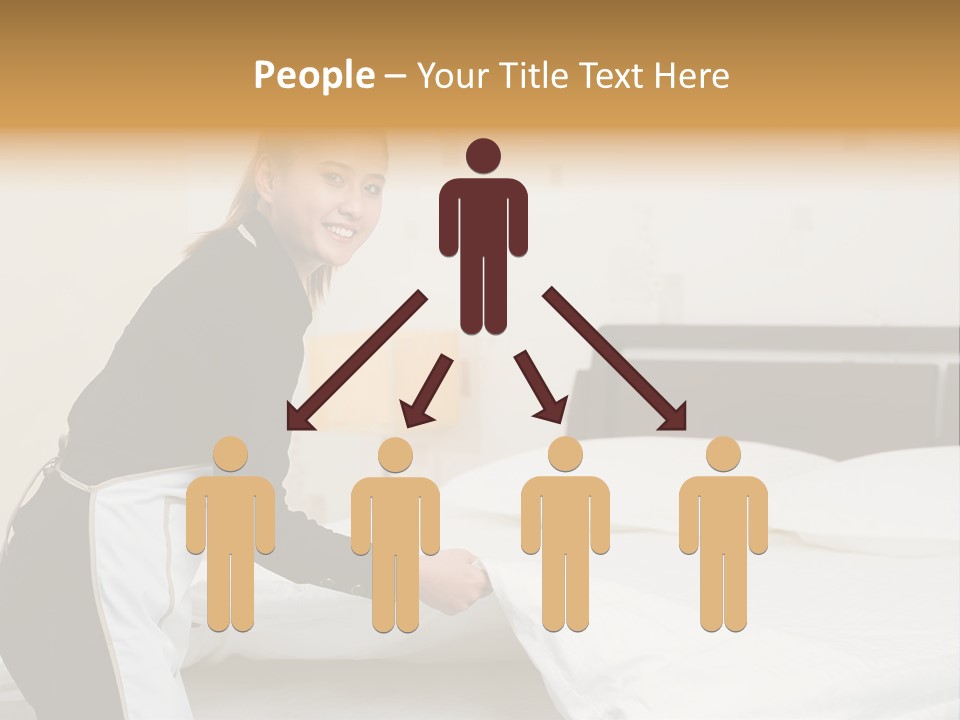 A Woman Is Sitting On A Bed And Smiling PowerPoint Template