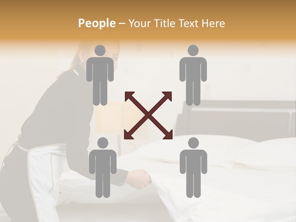 A Woman Is Sitting On A Bed And Smiling PowerPoint Template