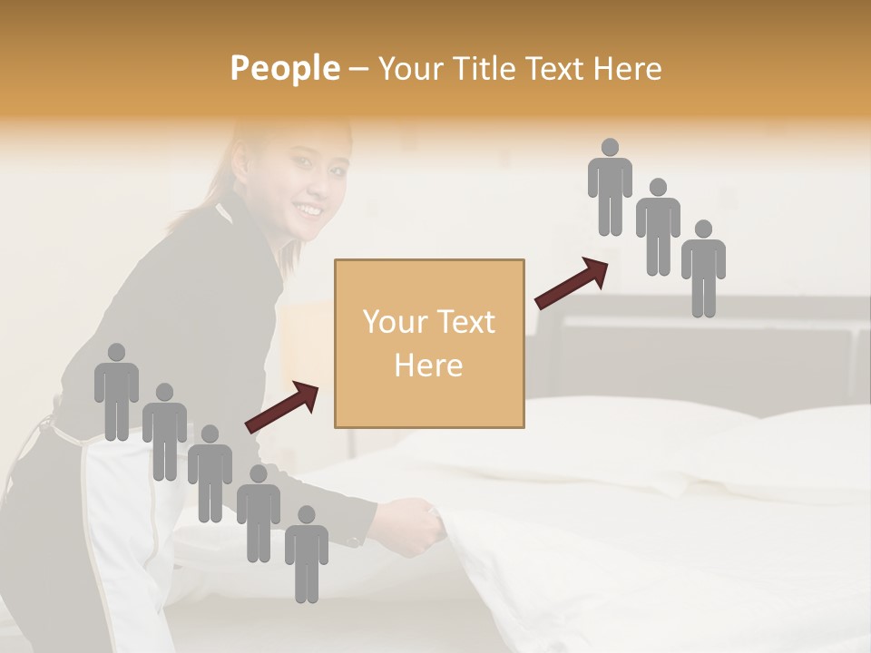 A Woman Is Sitting On A Bed And Smiling PowerPoint Template