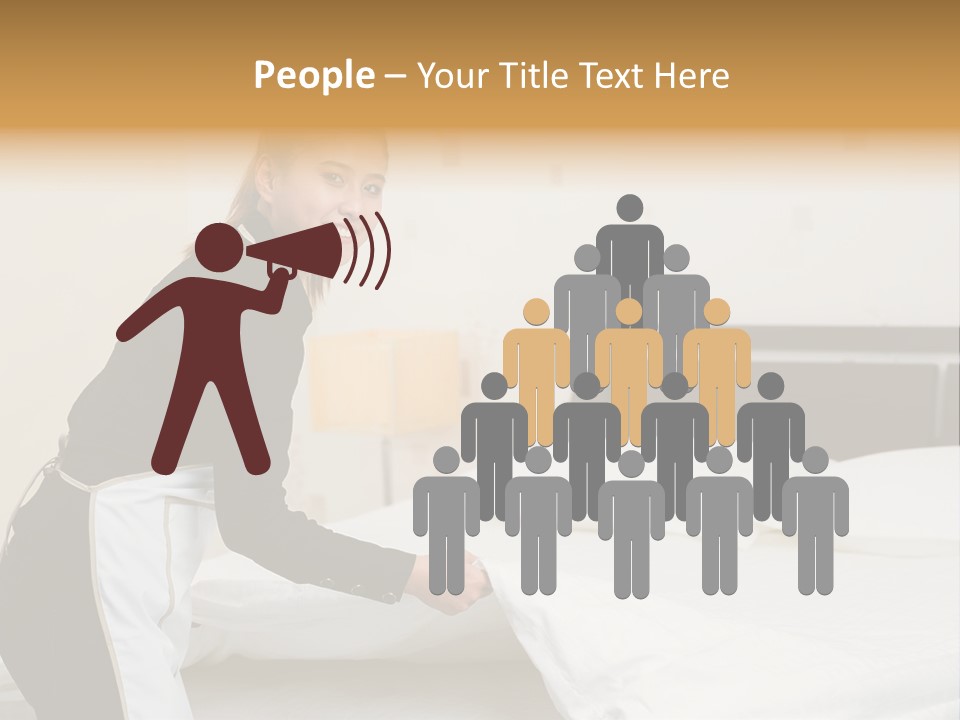 A Woman Is Sitting On A Bed And Smiling PowerPoint Template