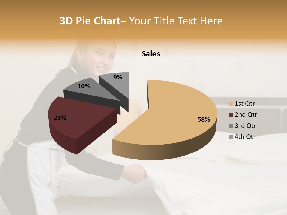 A Woman Is Sitting On A Bed And Smiling PowerPoint Template