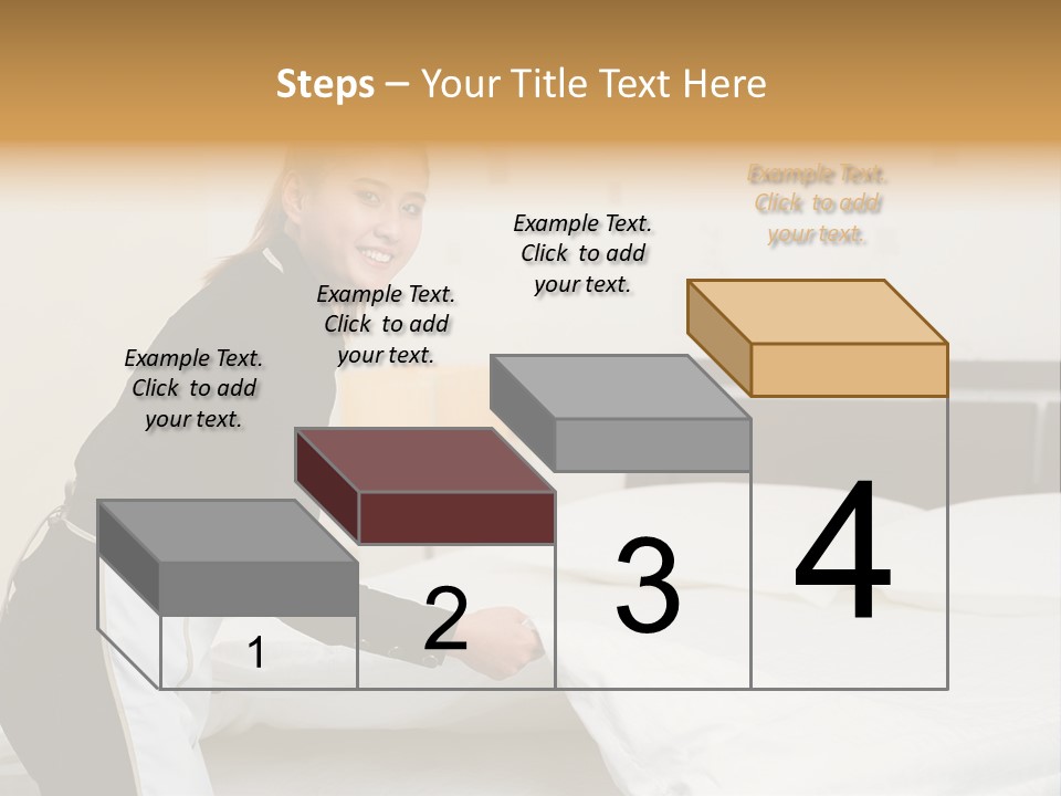 A Woman Is Sitting On A Bed And Smiling PowerPoint Template