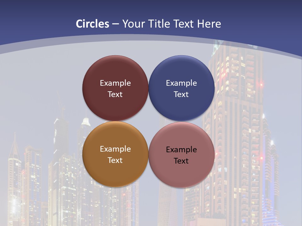 A City Skyline With Skyscrapers And Water At Night PowerPoint Template