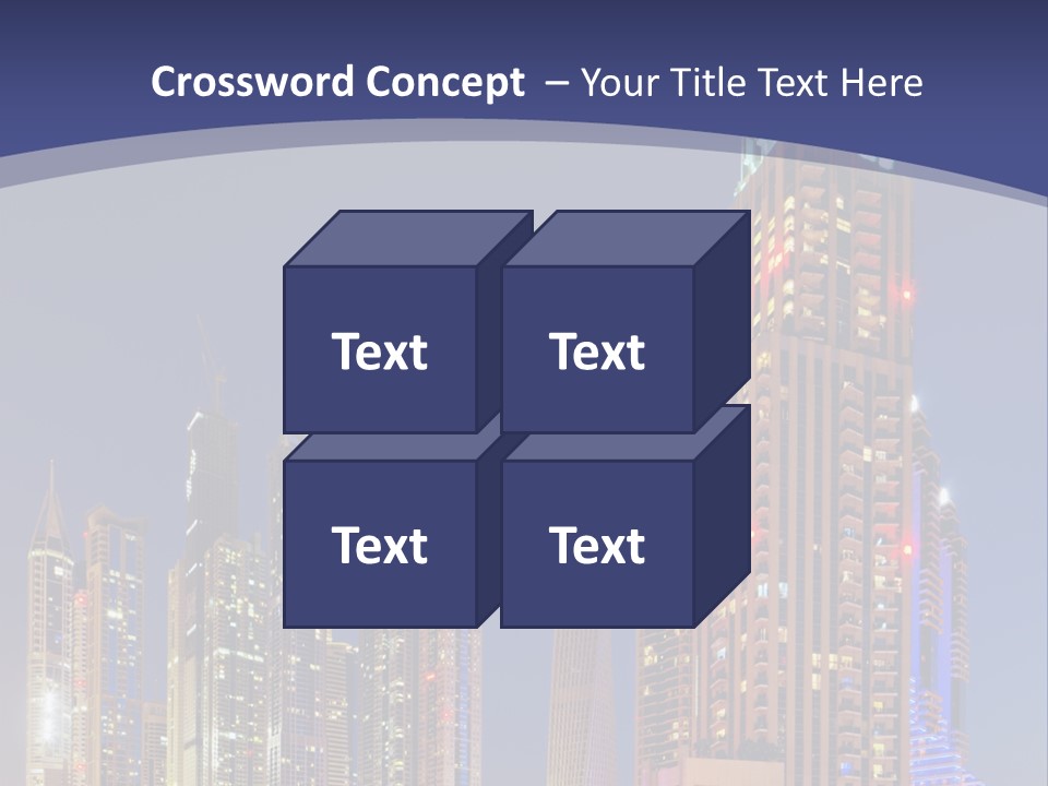 A City Skyline With Skyscrapers And Water At Night PowerPoint Template