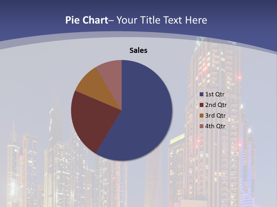 A City Skyline With Skyscrapers And Water At Night PowerPoint Template