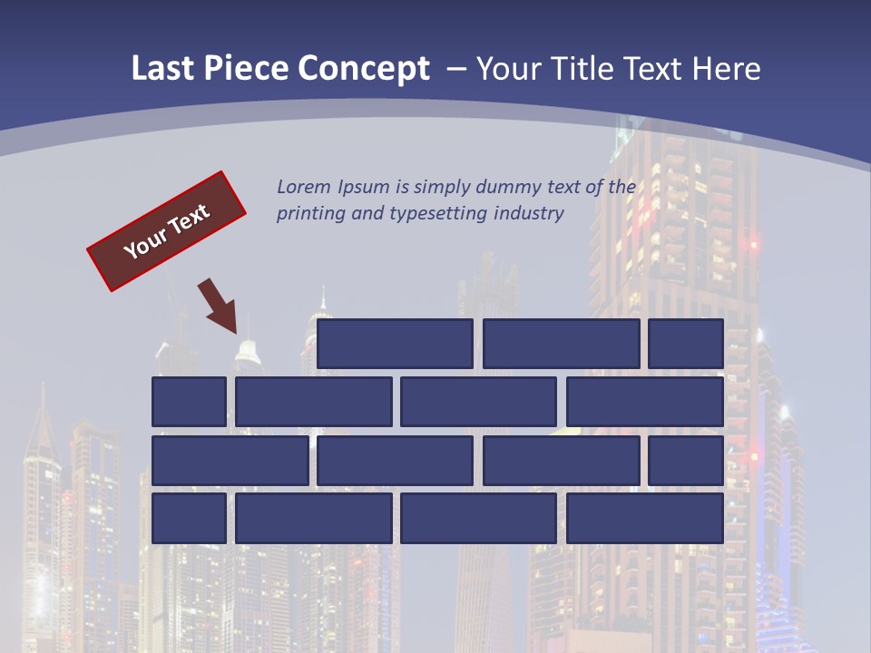 A City Skyline With Skyscrapers And Water At Night PowerPoint Template