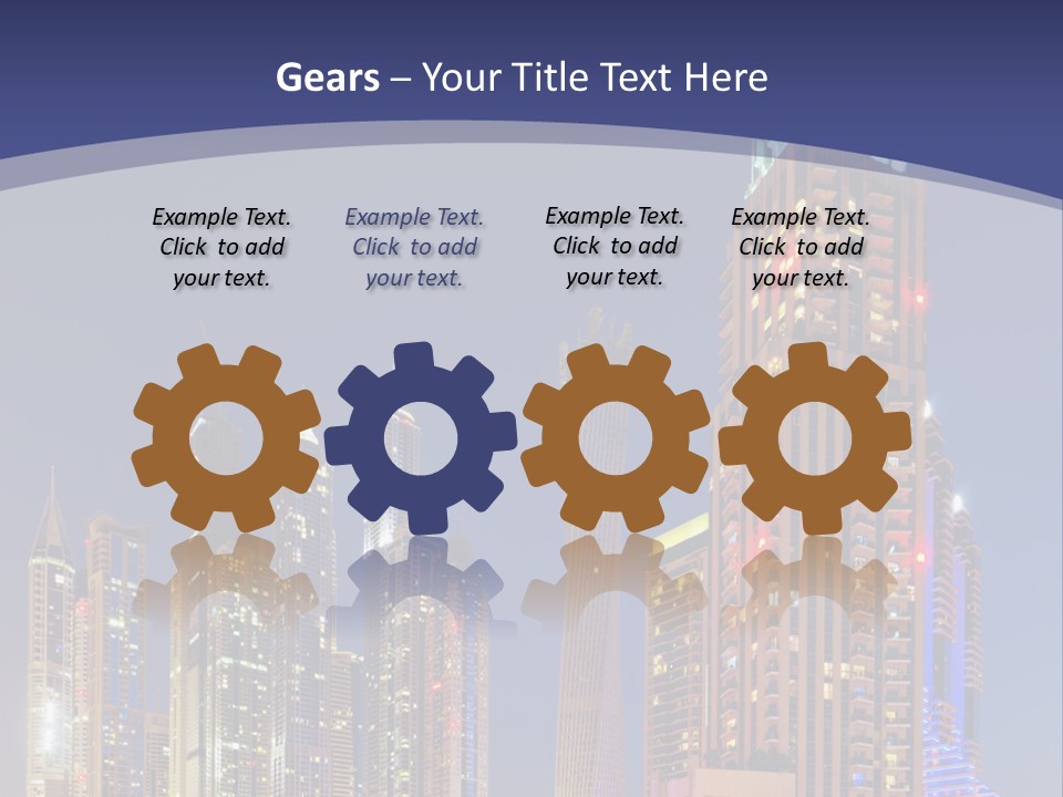 A City Skyline With Skyscrapers And Water At Night PowerPoint Template