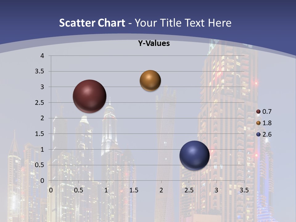A City Skyline With Skyscrapers And Water At Night PowerPoint Template