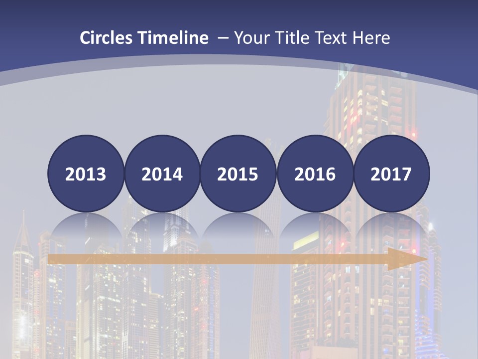 A City Skyline With Skyscrapers And Water At Night PowerPoint Template