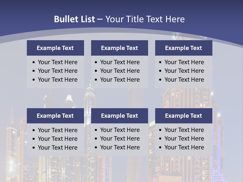 A City Skyline With Skyscrapers And Water At Night PowerPoint Template
