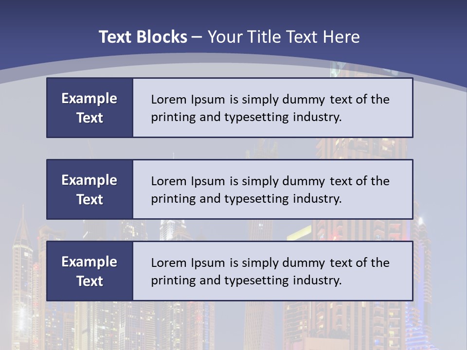 A City Skyline With Skyscrapers And Water At Night PowerPoint Template