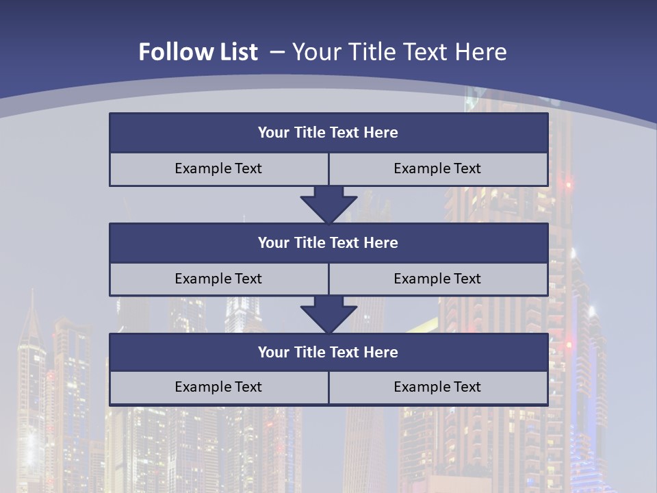 A City Skyline With Skyscrapers And Water At Night PowerPoint Template
