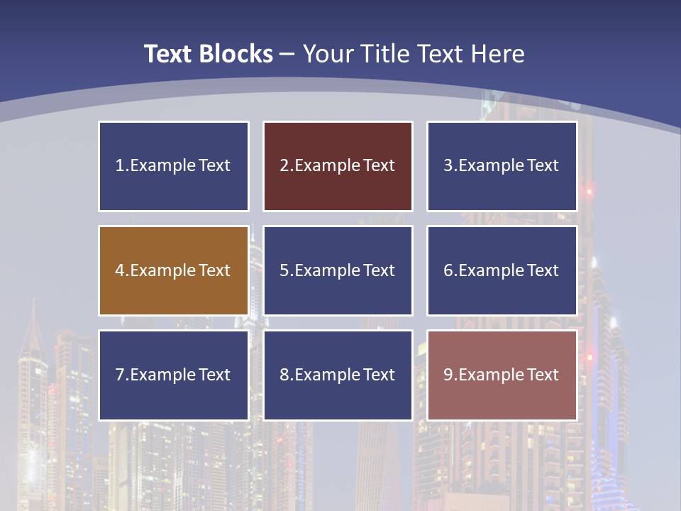 A City Skyline With Skyscrapers And Water At Night PowerPoint Template