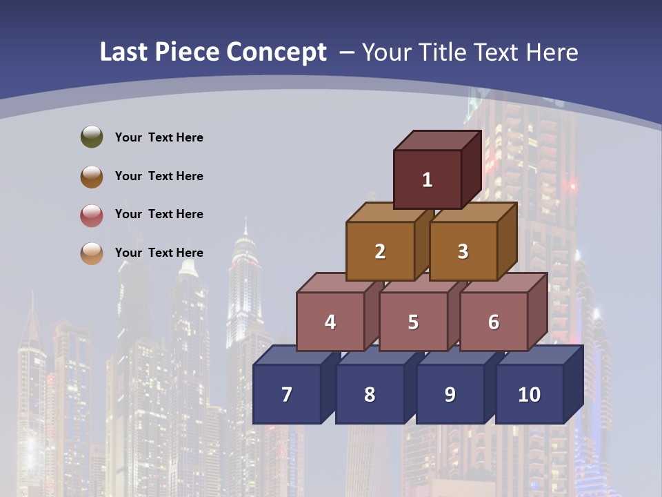 A City Skyline With Skyscrapers And Water At Night PowerPoint Template