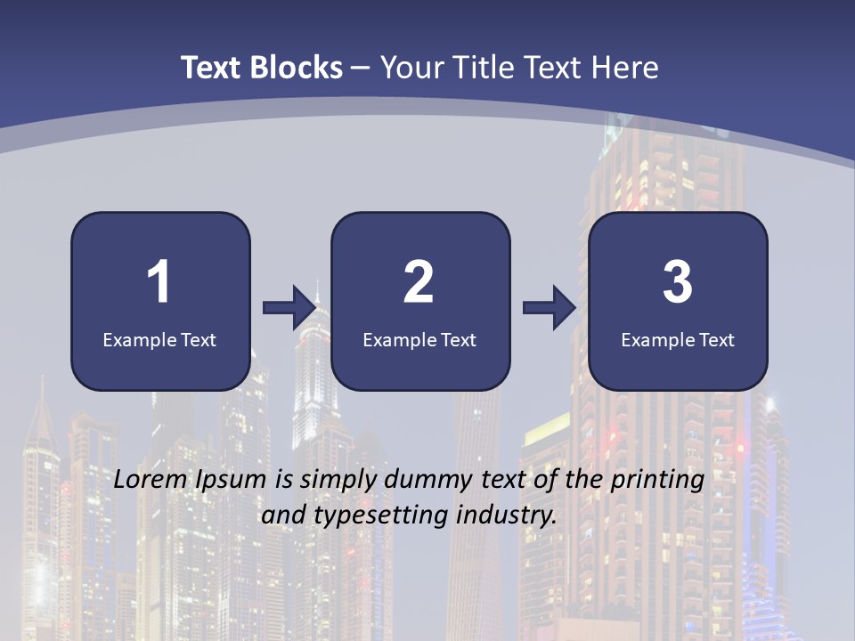 A City Skyline With Skyscrapers And Water At Night PowerPoint Template